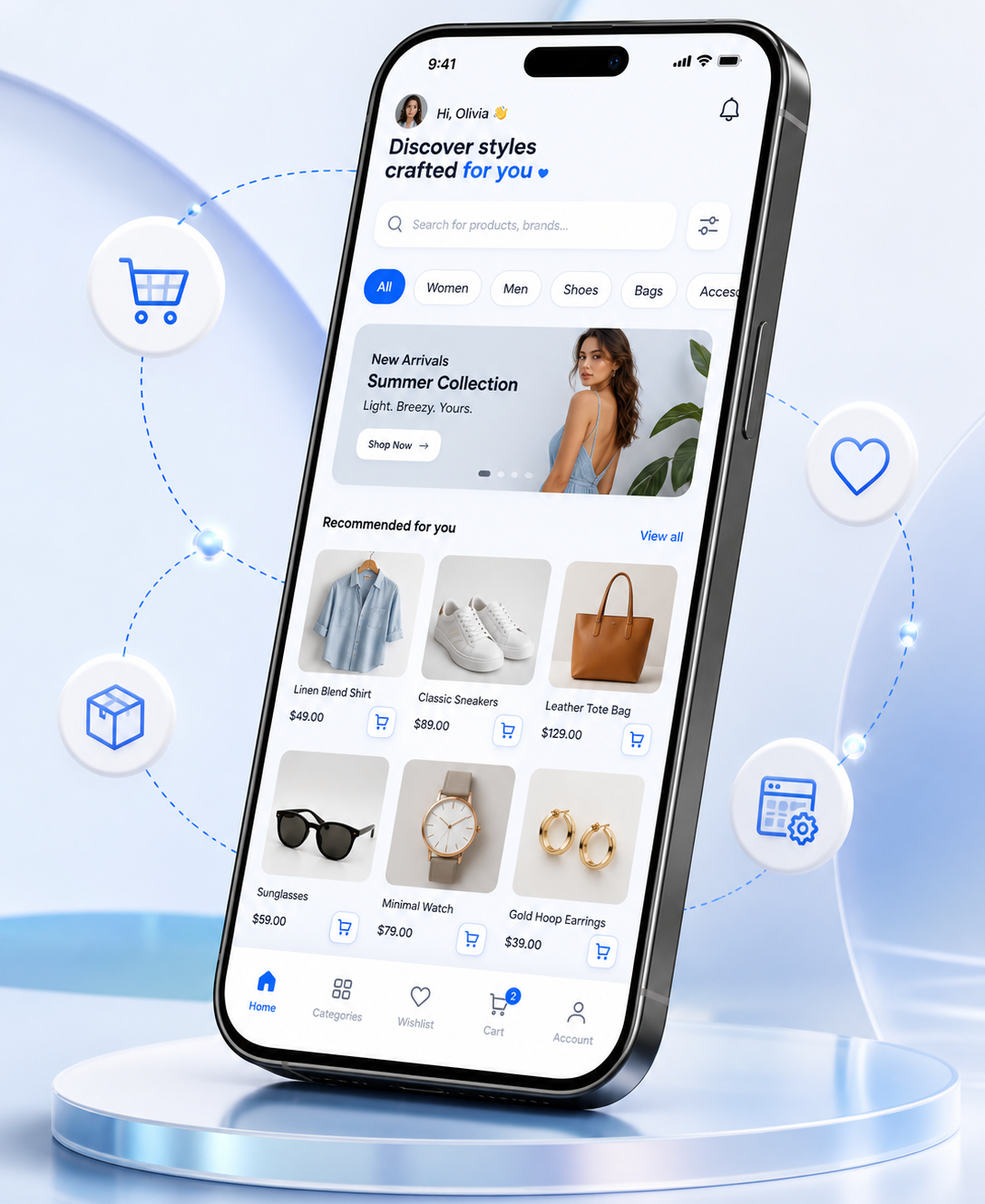 Business mobile app interface
